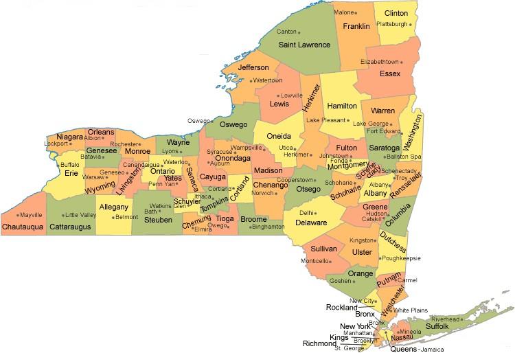map of new york state outline. new york state map by county.