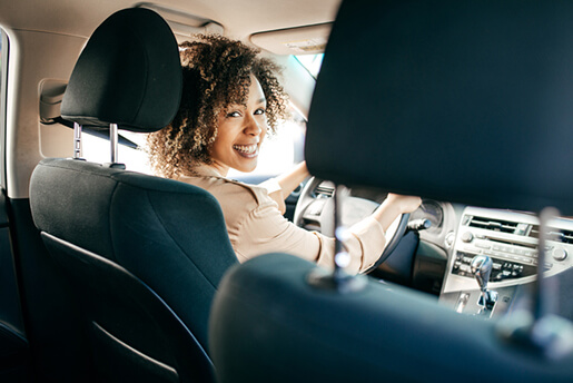 woman in car